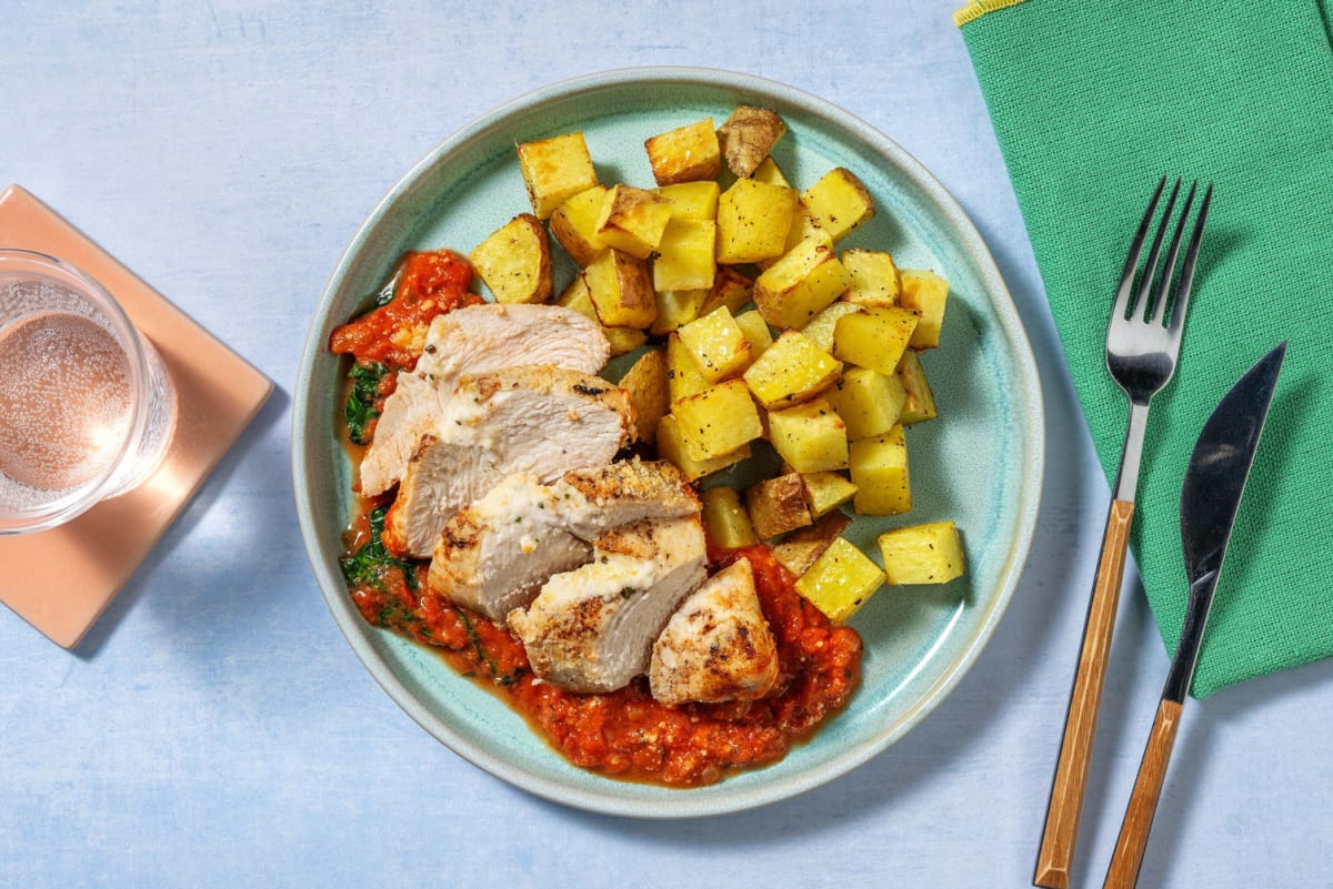 Pouletbrust gefüllt mit Basilikum-Frischkäse