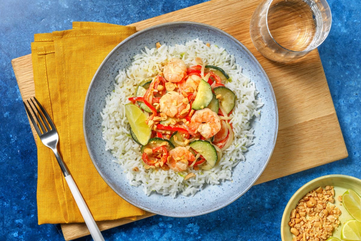Green Shrimp Curry mit Zucchini und Spitzpaprika