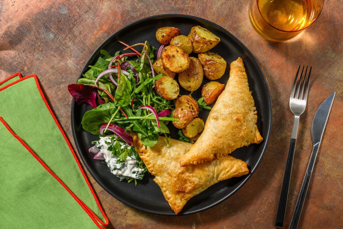 Handmade Korma Spiced Lamb and Pea Samosas