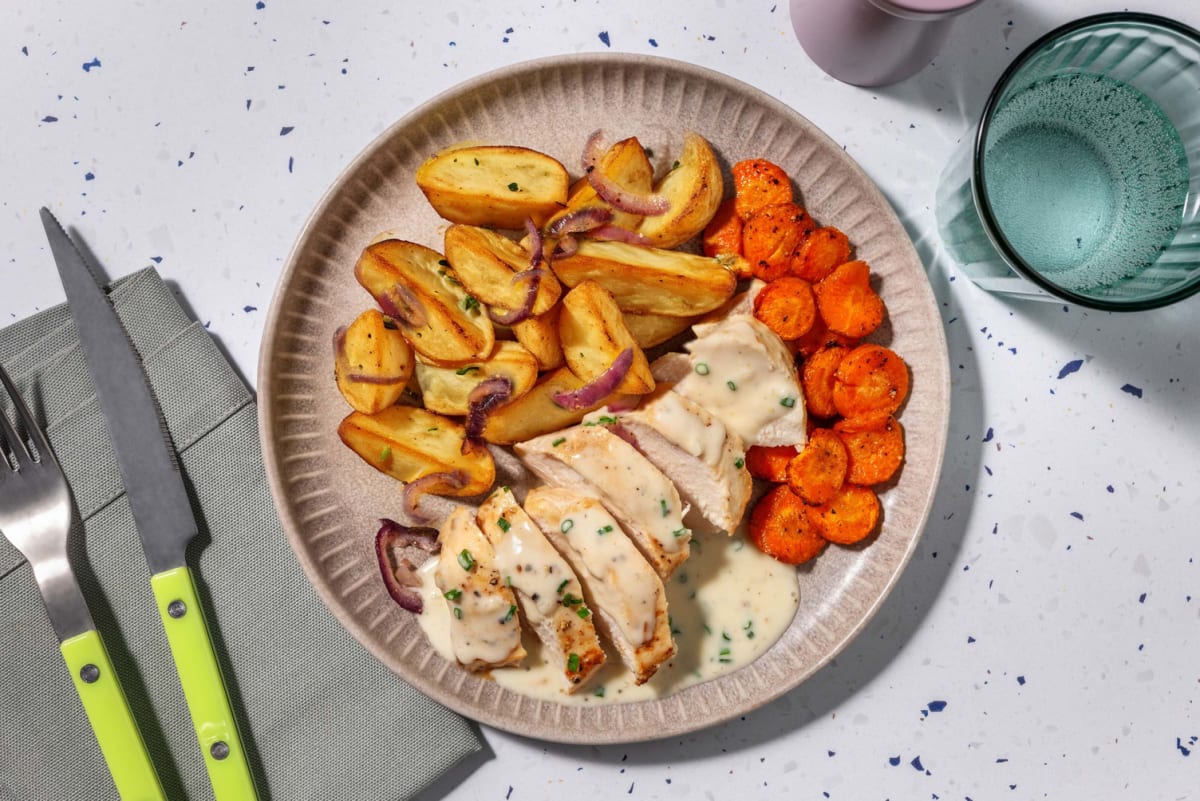 Filet de poulet à la crème de ciboulette