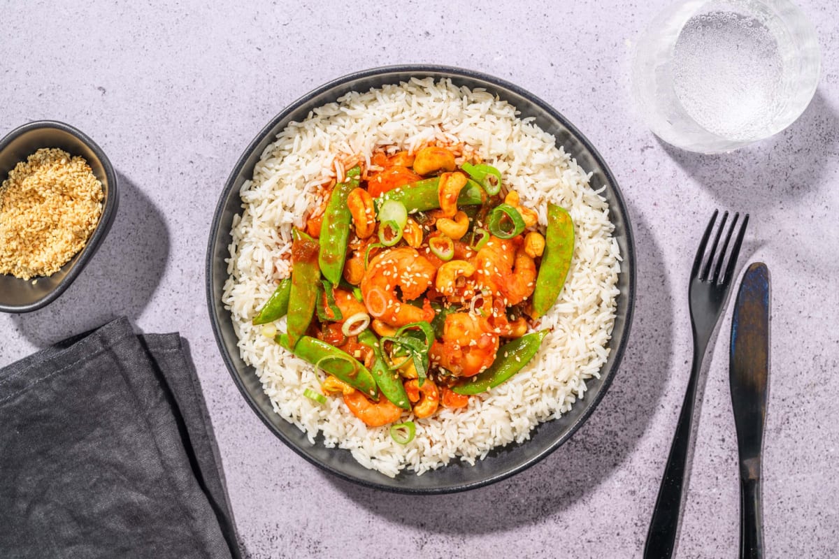 Ultimate Kung Pao Style Prawns and Jasmine Rice