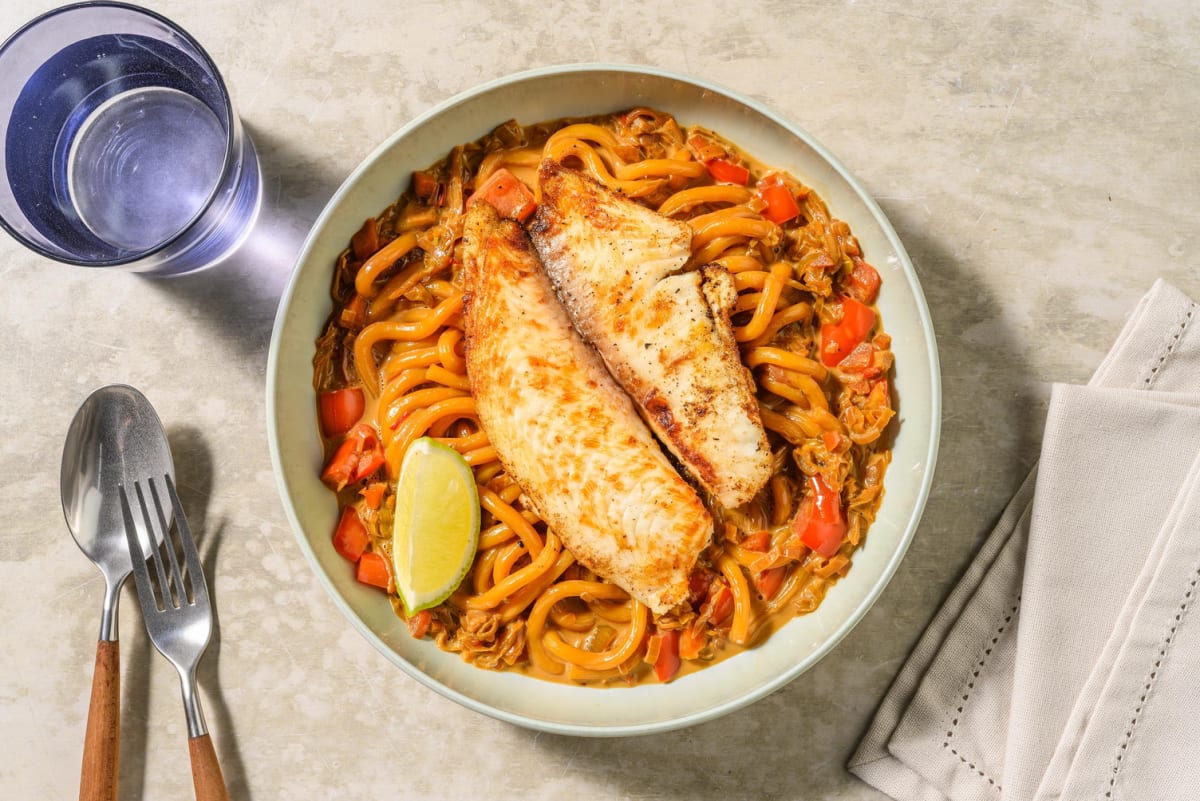 Filet de pangasius en curry crémeux à la noix de coco
