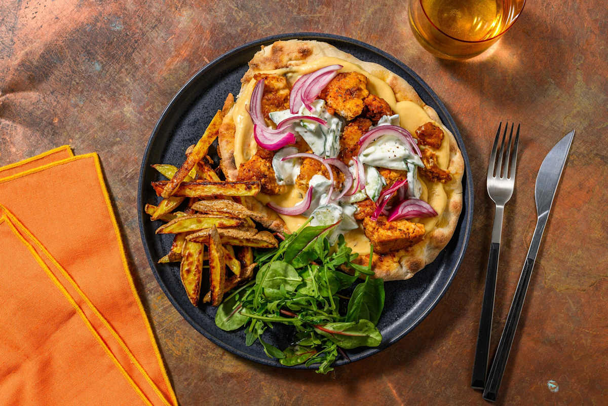 Smoky Shish Inspired Tofu Loaded Flatbreads