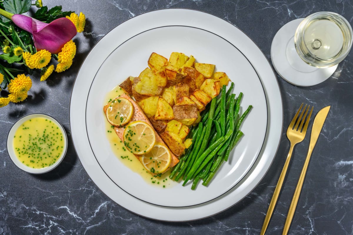 Roasted Salmon and Chive Butter Sauce