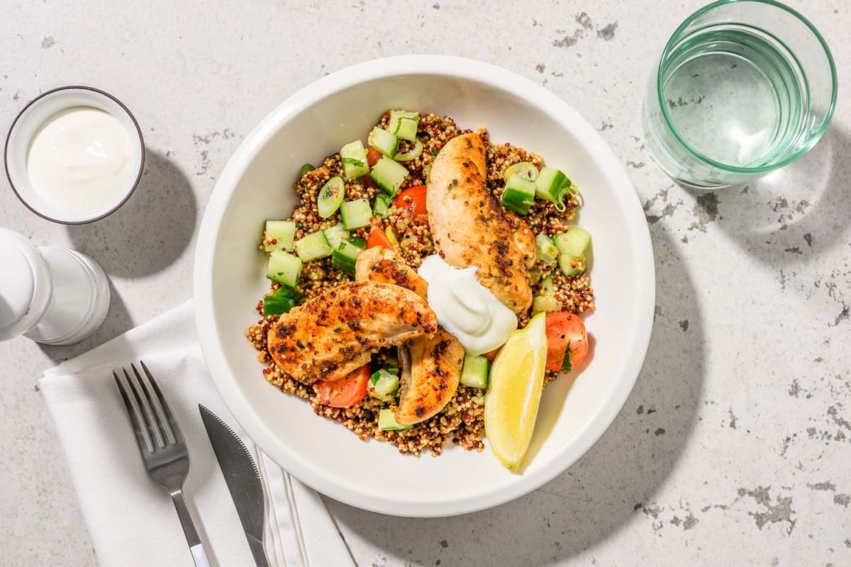 Quinoa-Tabouleh mit Zatar-Hähnchen