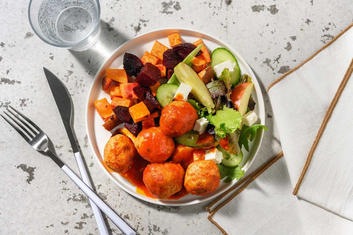 Baked Pork Meatballs & Herby Tomato Sauce