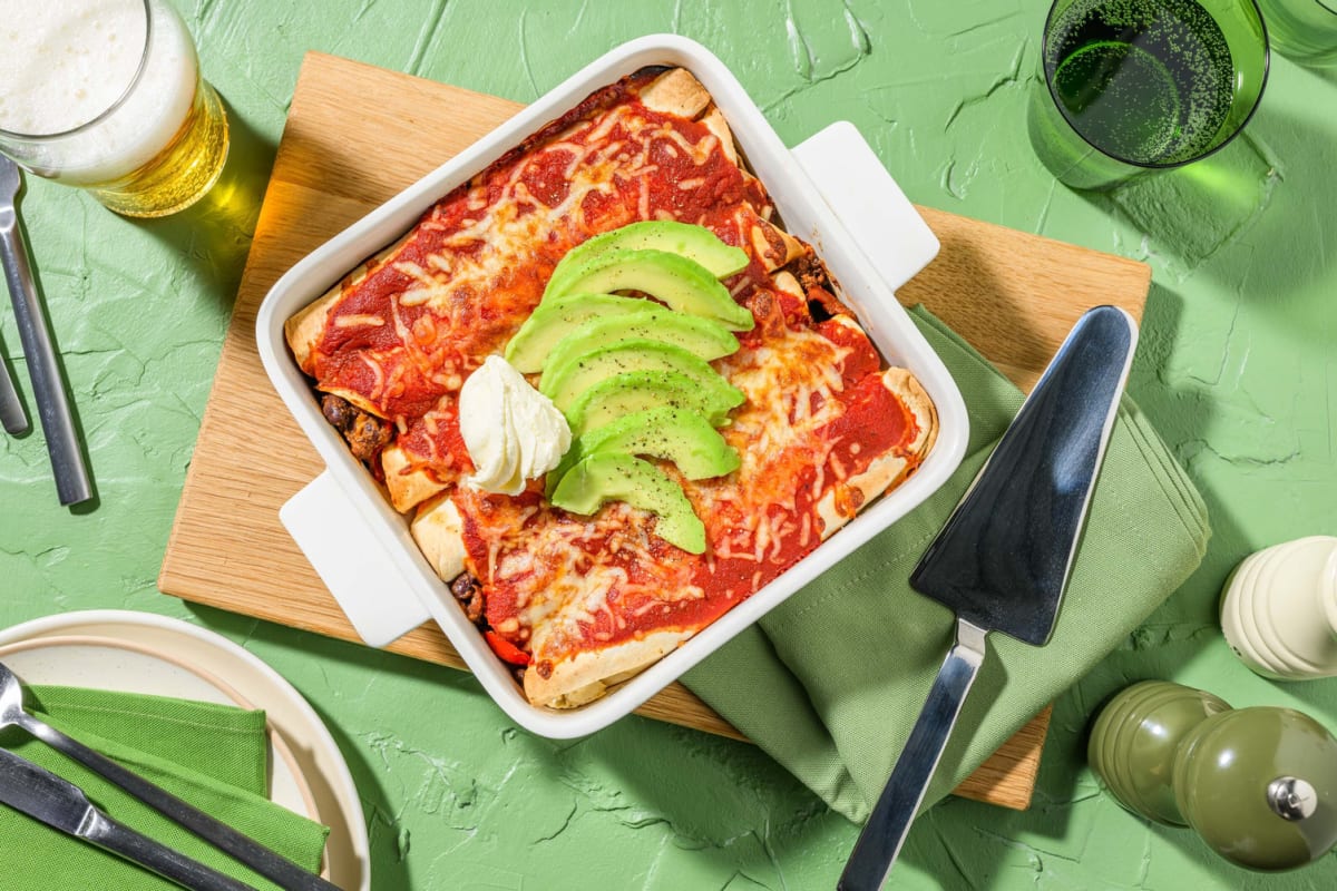 Cheesy Beef Enchiladas XXL mit Avocado 