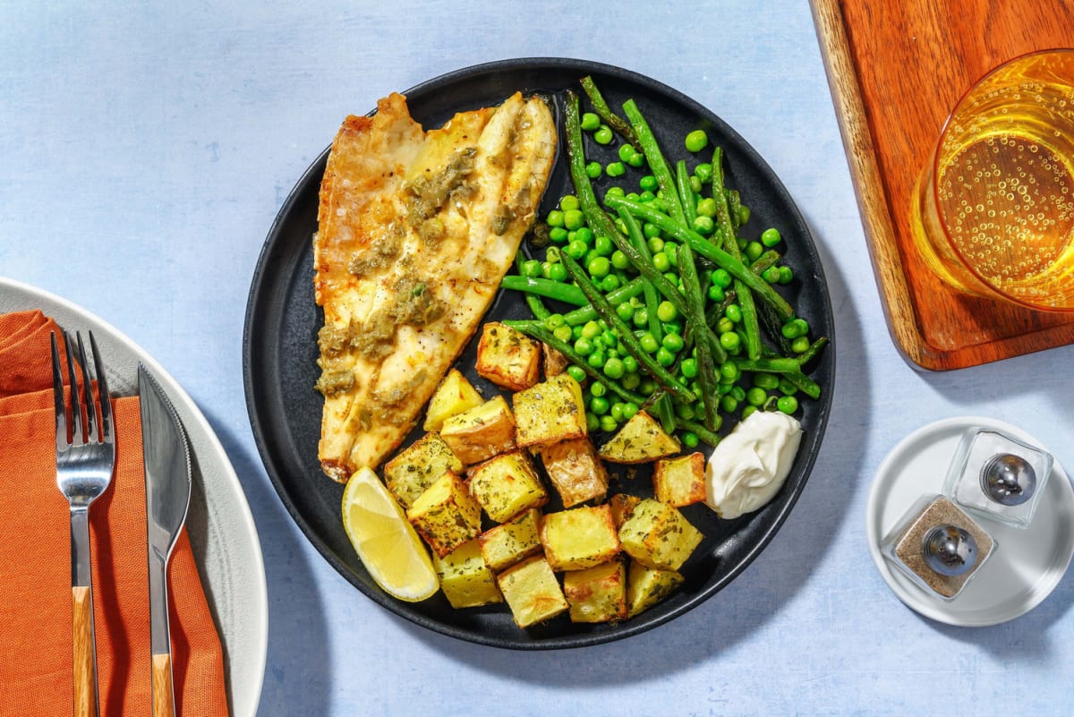 Sea Bass and Lemon Caper Butter