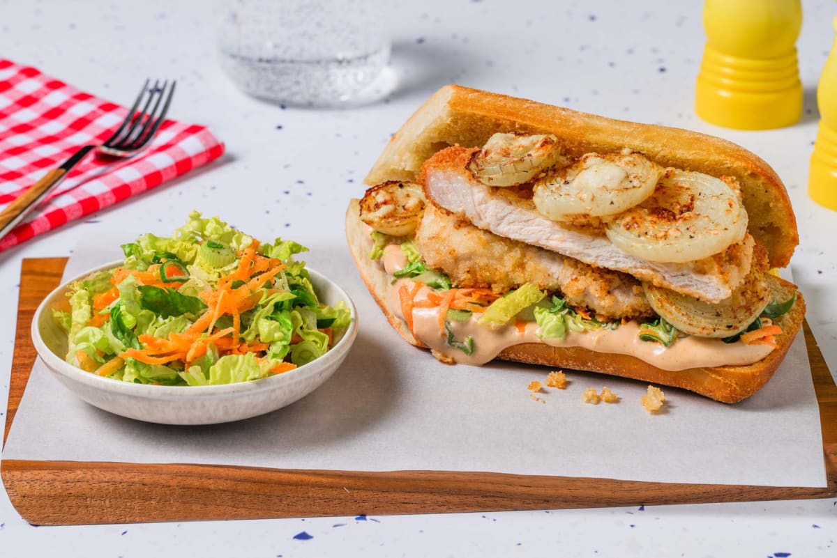 Schnitzelbrötchen Deluxe mit Volcano-Zwiebeln