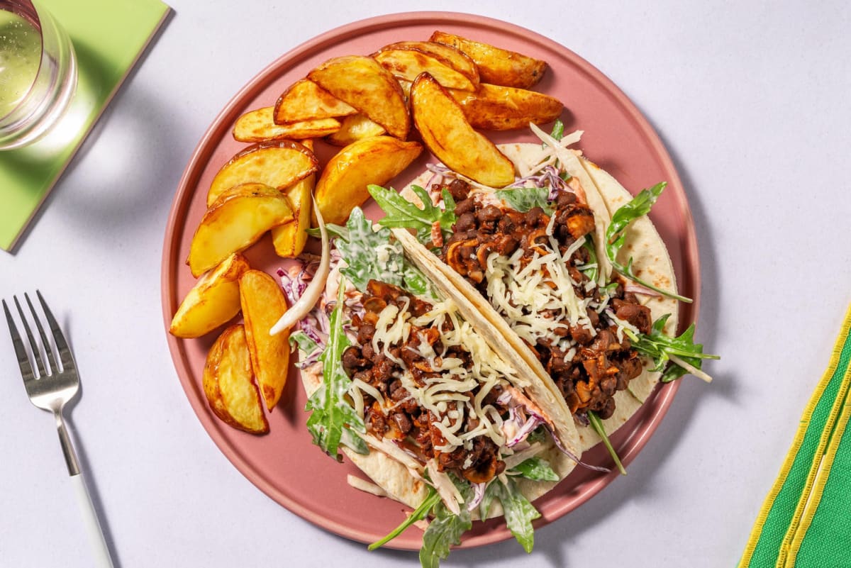 Smoky Refried Black Bean Tacos