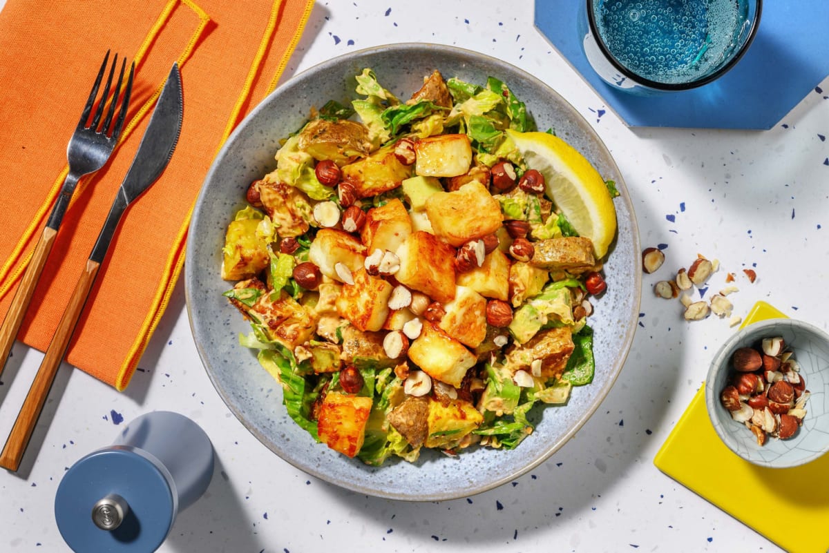 Honey Glazed Halloumi and Avocado Salad