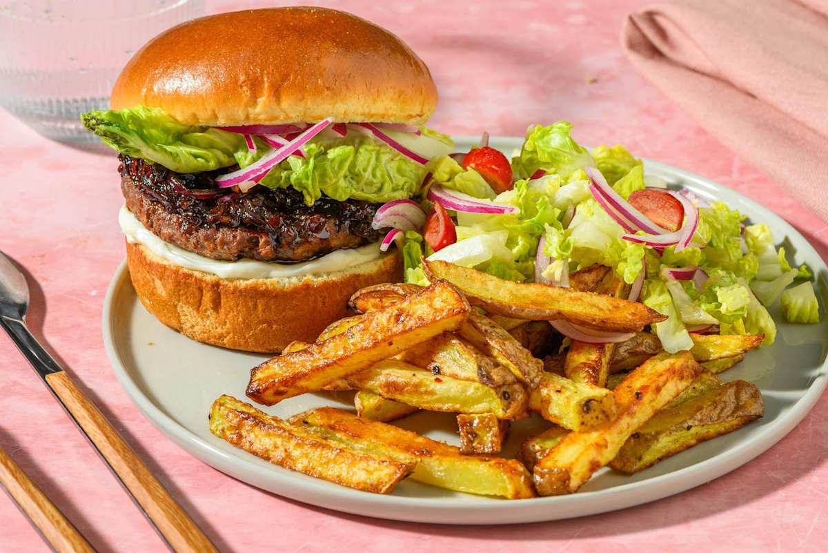Veggie Burger and Sticky Red Onion Relish