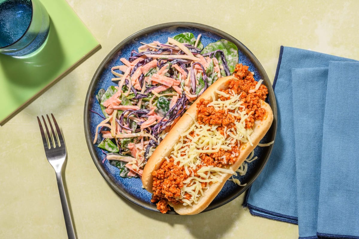 Mexican Style Spiced Beef Chilli in a Bun