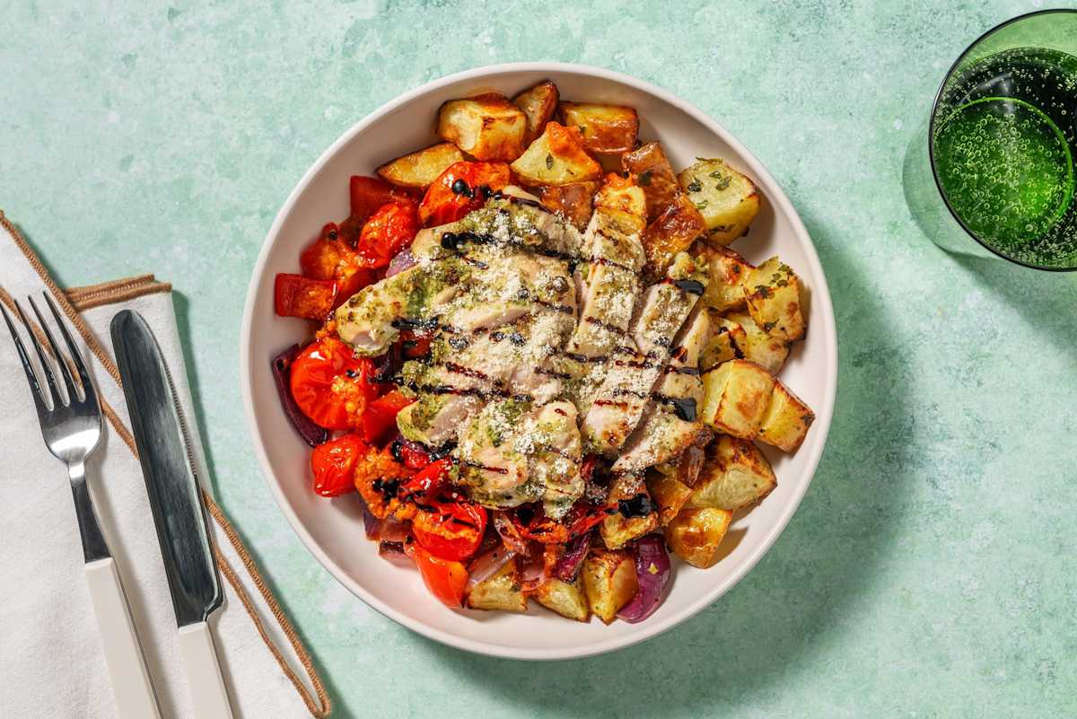 Fuss-Free Cheesy Pesto Chicken Breast Traybake