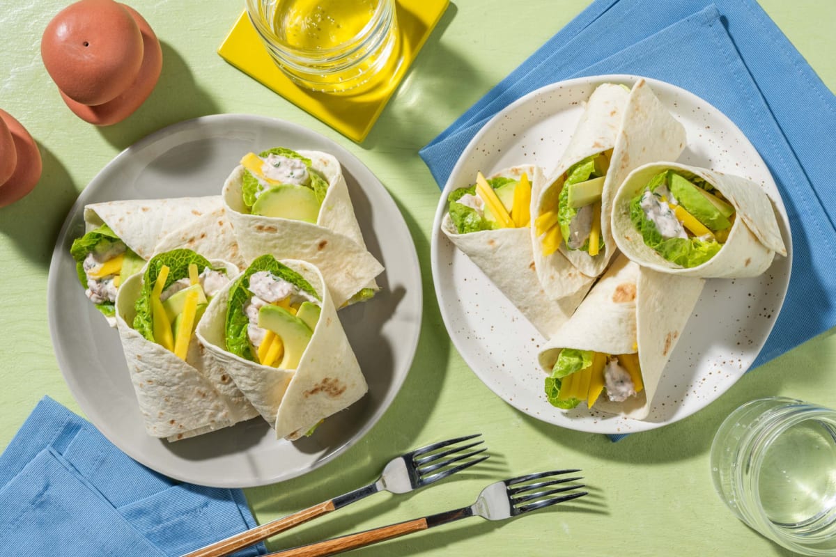 Wraps au thon, mangue et avocat