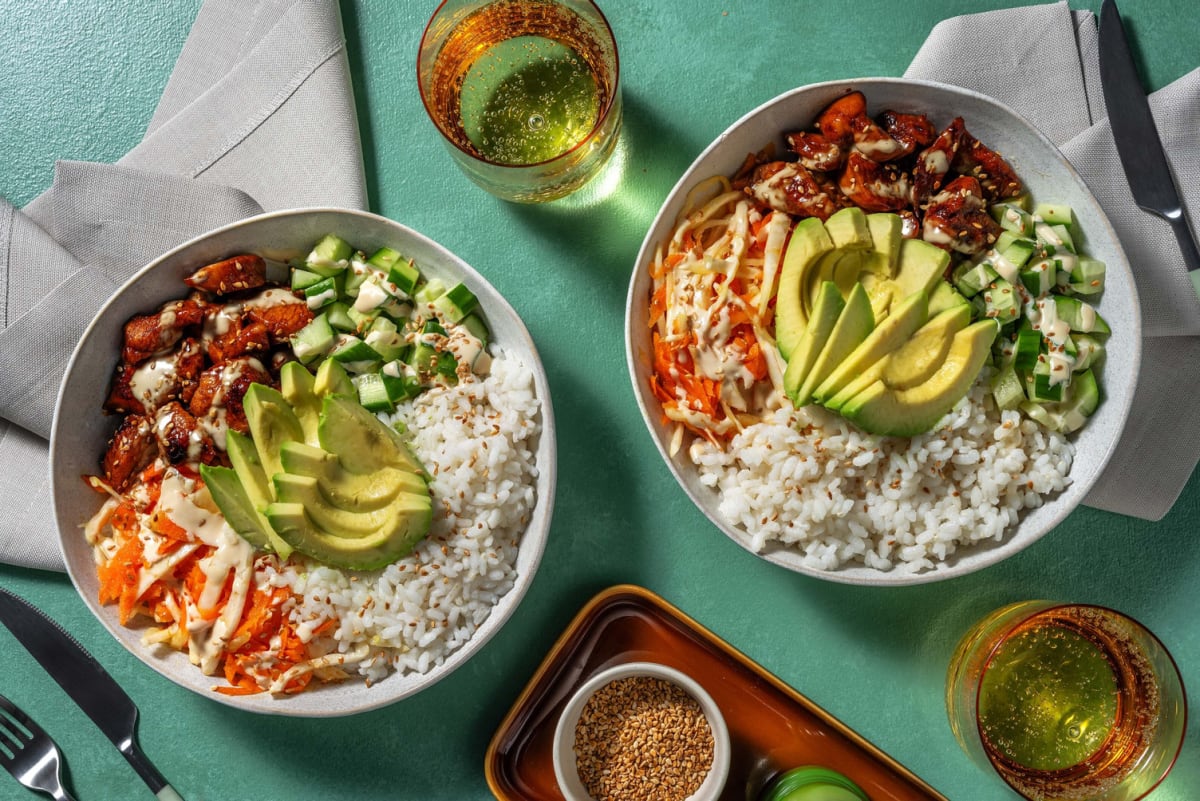 Poké bowl de poulet et avocat