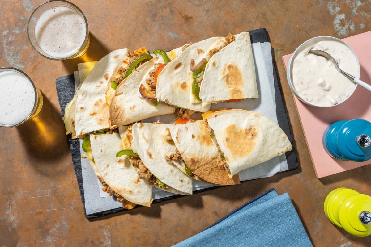 Quesadillas au poulet haché et poivron