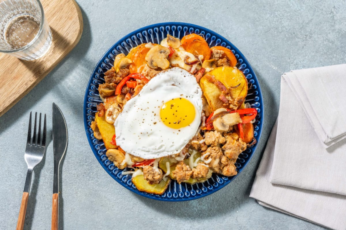 Tiroler gröstl met boerenworst en spekjes