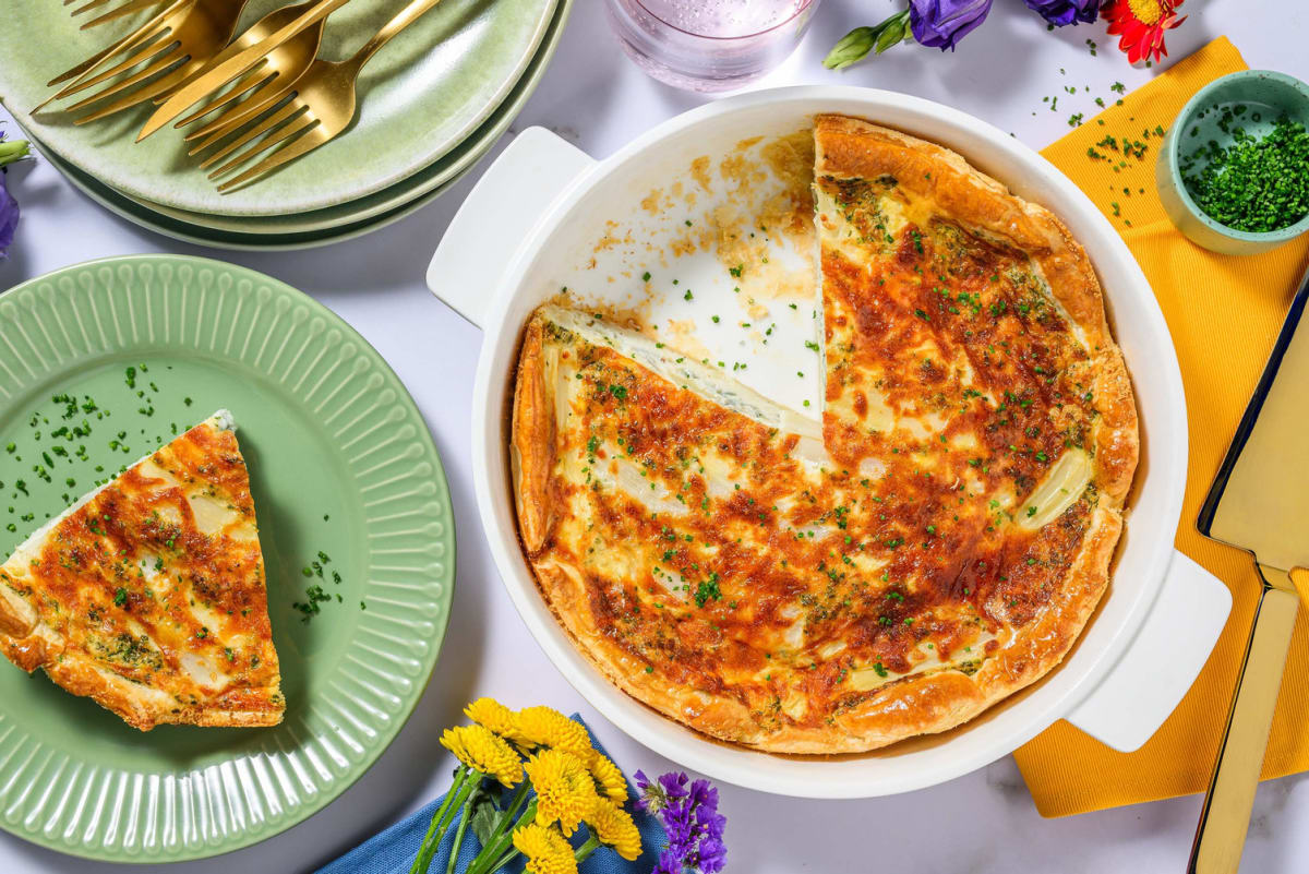 Quiche met witte asperges en gruyère