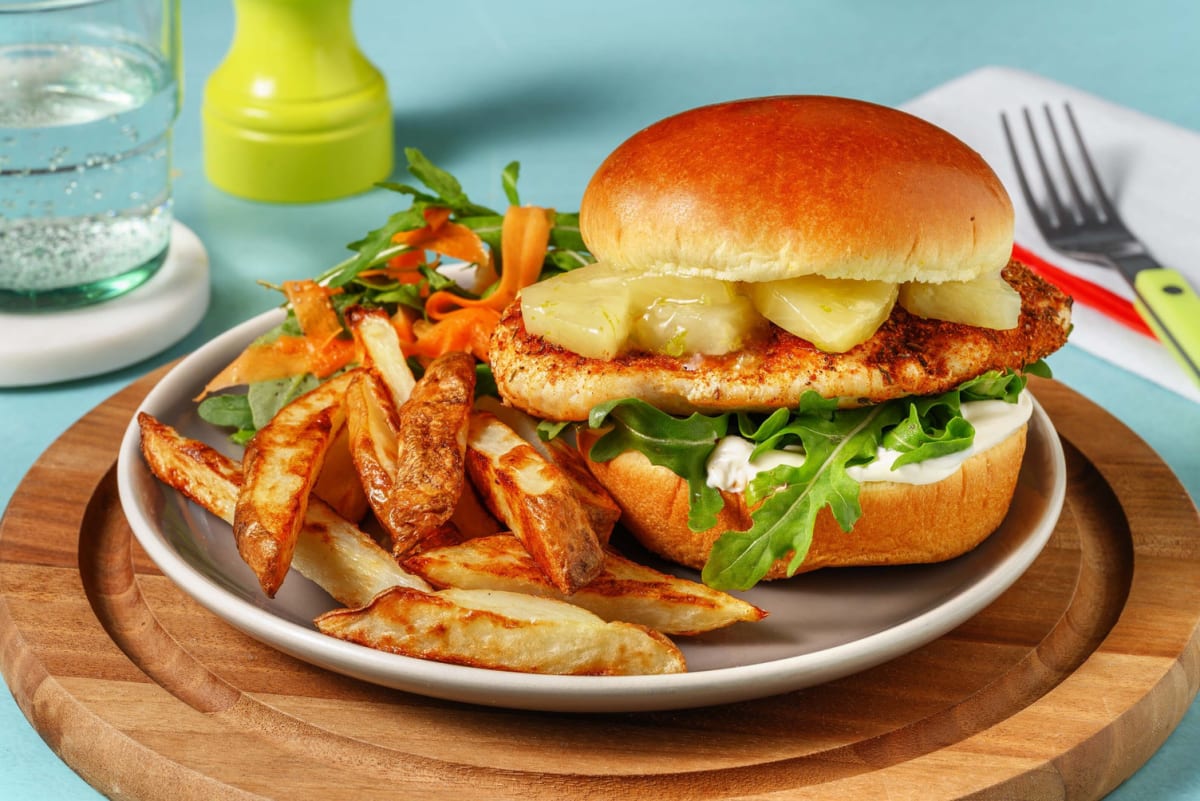 Cajun Chicken Burger and Chips