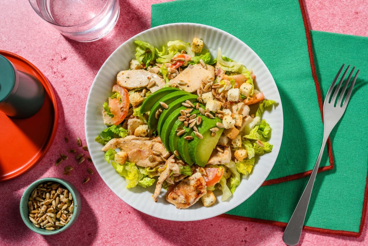 Honig-Senf-Hähnchensalat mit Avocado