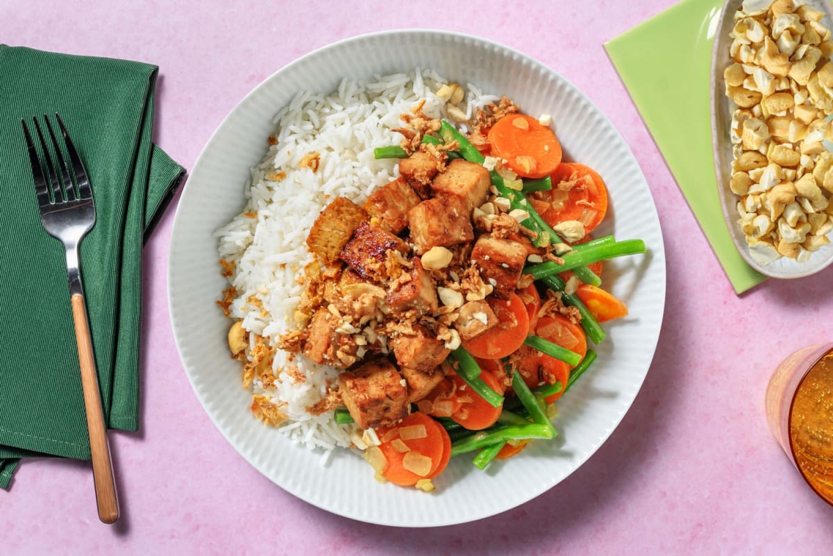 Tempeh in zoete sojasaus met rijst