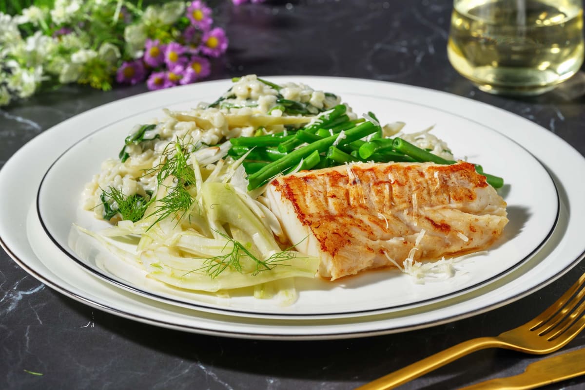 Filet de cabillaud et risotto au fenouil crémeux