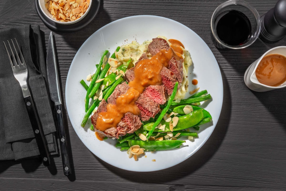 Steak met kalfsjus en truffelolie