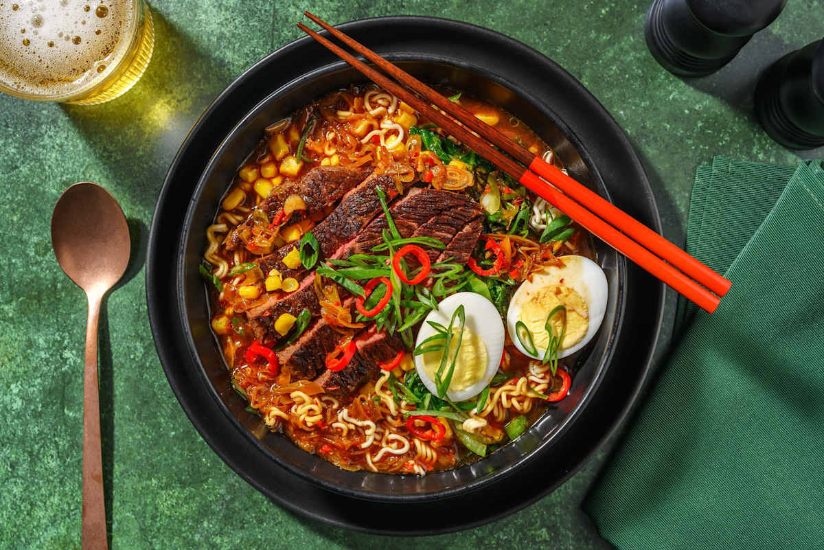 Luxe miso ramen met gekonfijte eendendijfilet