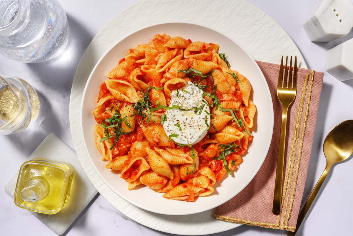 Conchiglie à la burrata et au pecorino