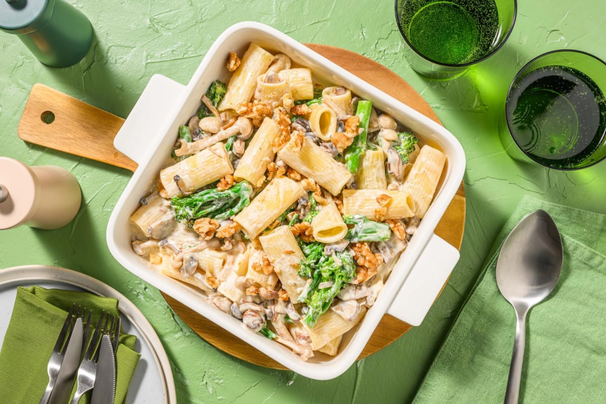 Rigatoni en sauce crémeuse aux champignons