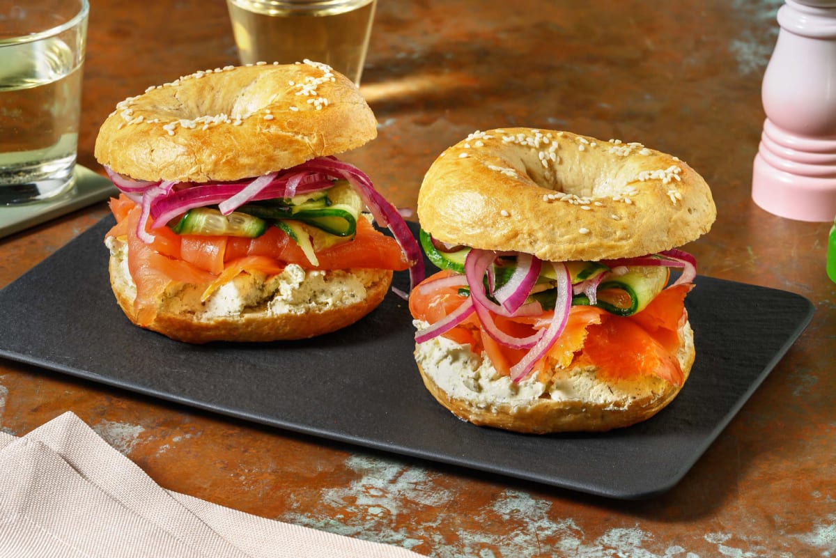 New York bagel met koudgerookte zalm