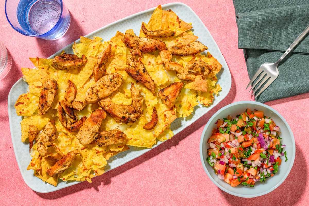 Chicken nachos with Pico de Gallo