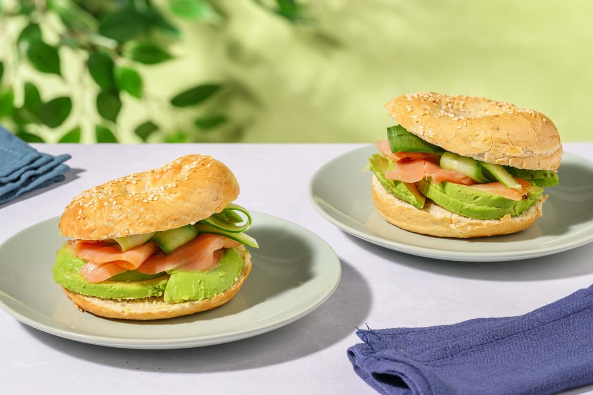 Smoked Salmon and avocado bagel