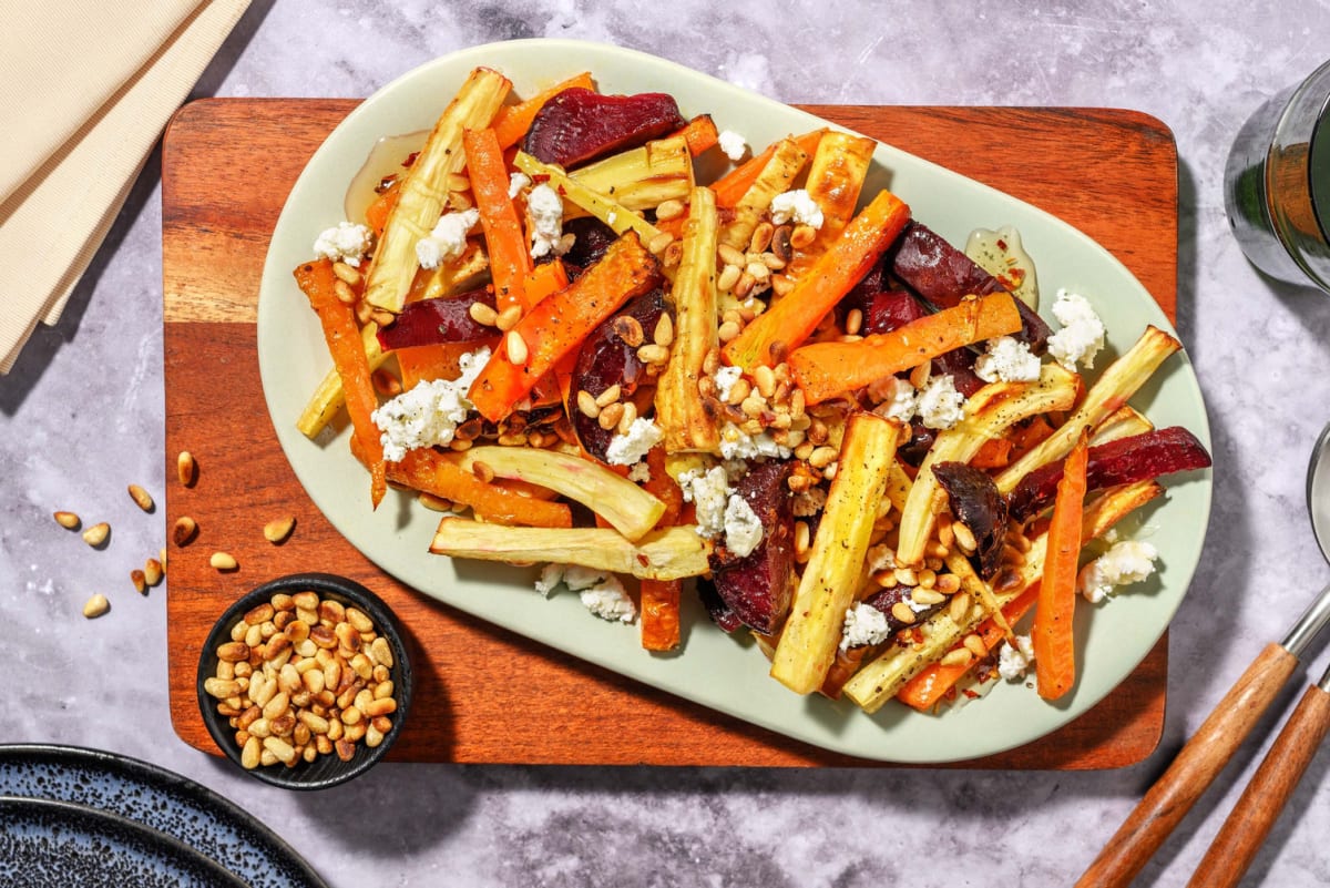 Hot honey root veggies