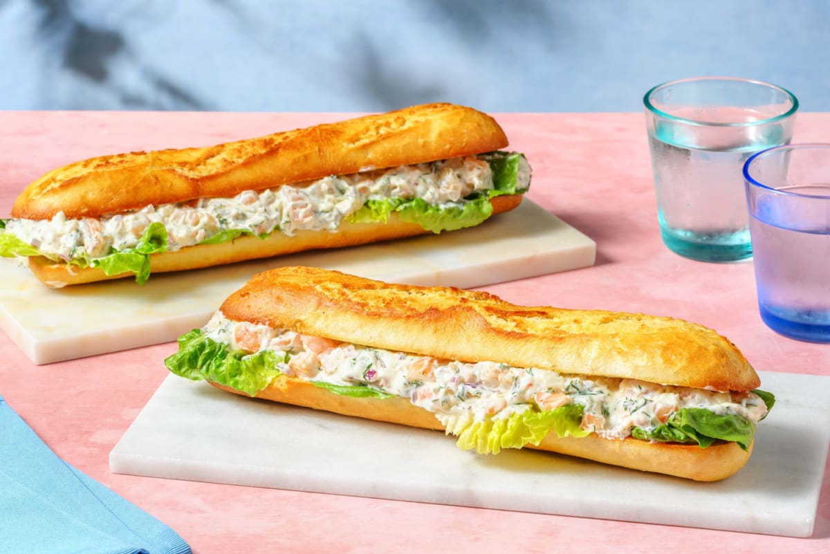 Swedish creamy shrimp salad sandwich