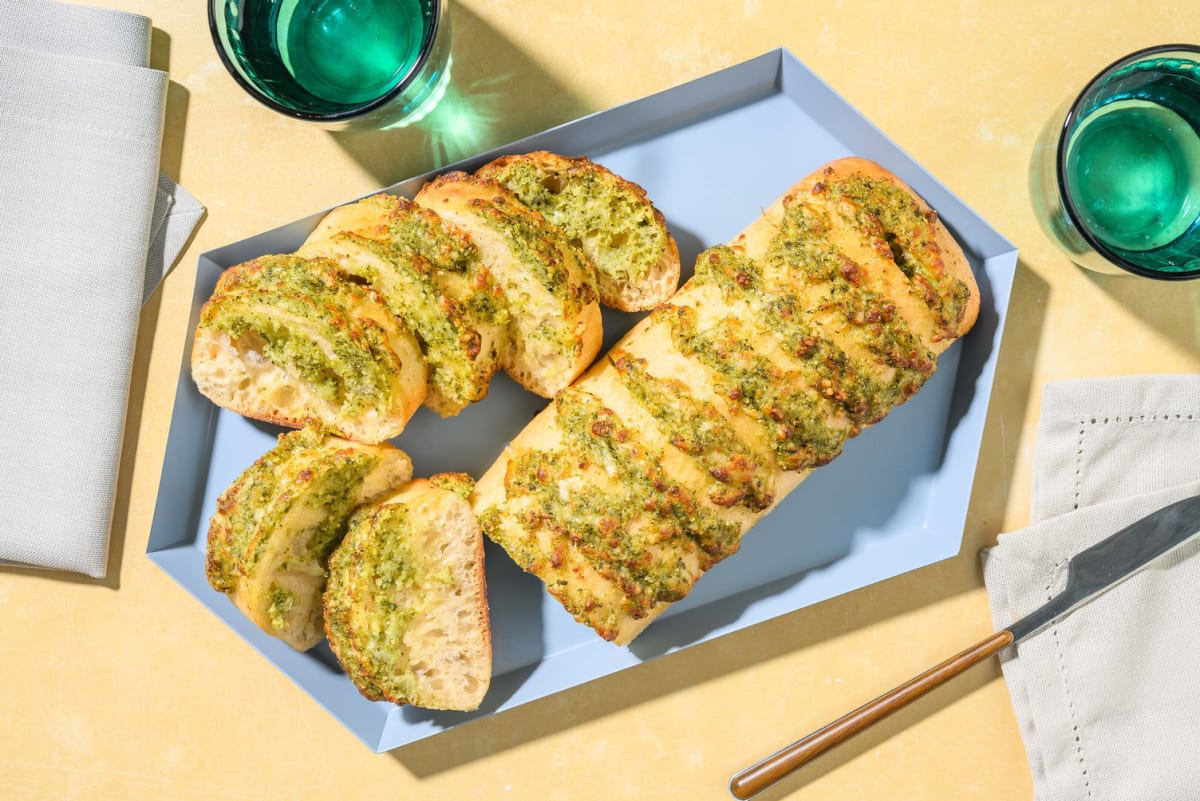 Cheesy Pesto Garlic Bread