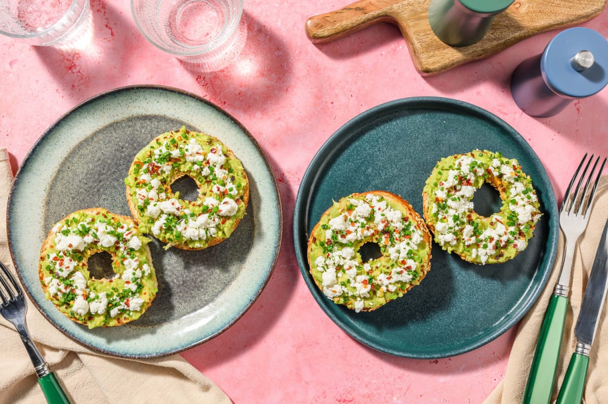 Crushed avocado bagel
