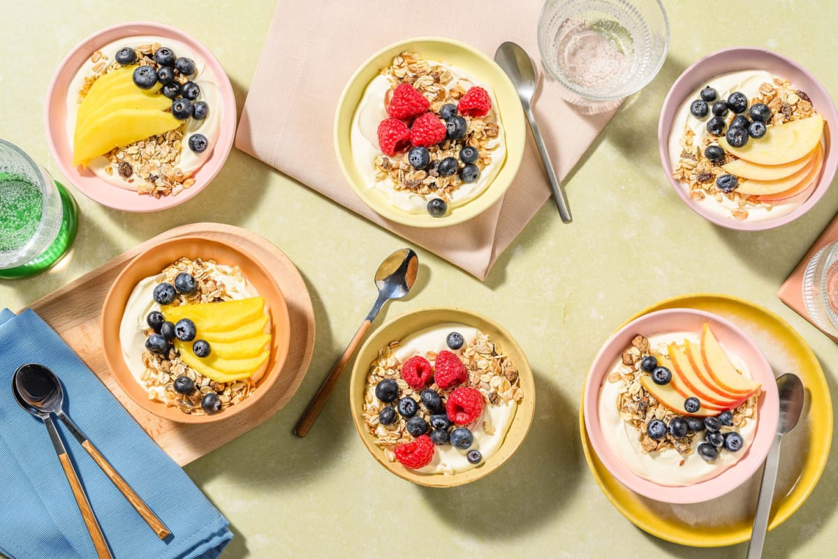 Granola en yoghurt Griekse stijl combinaties