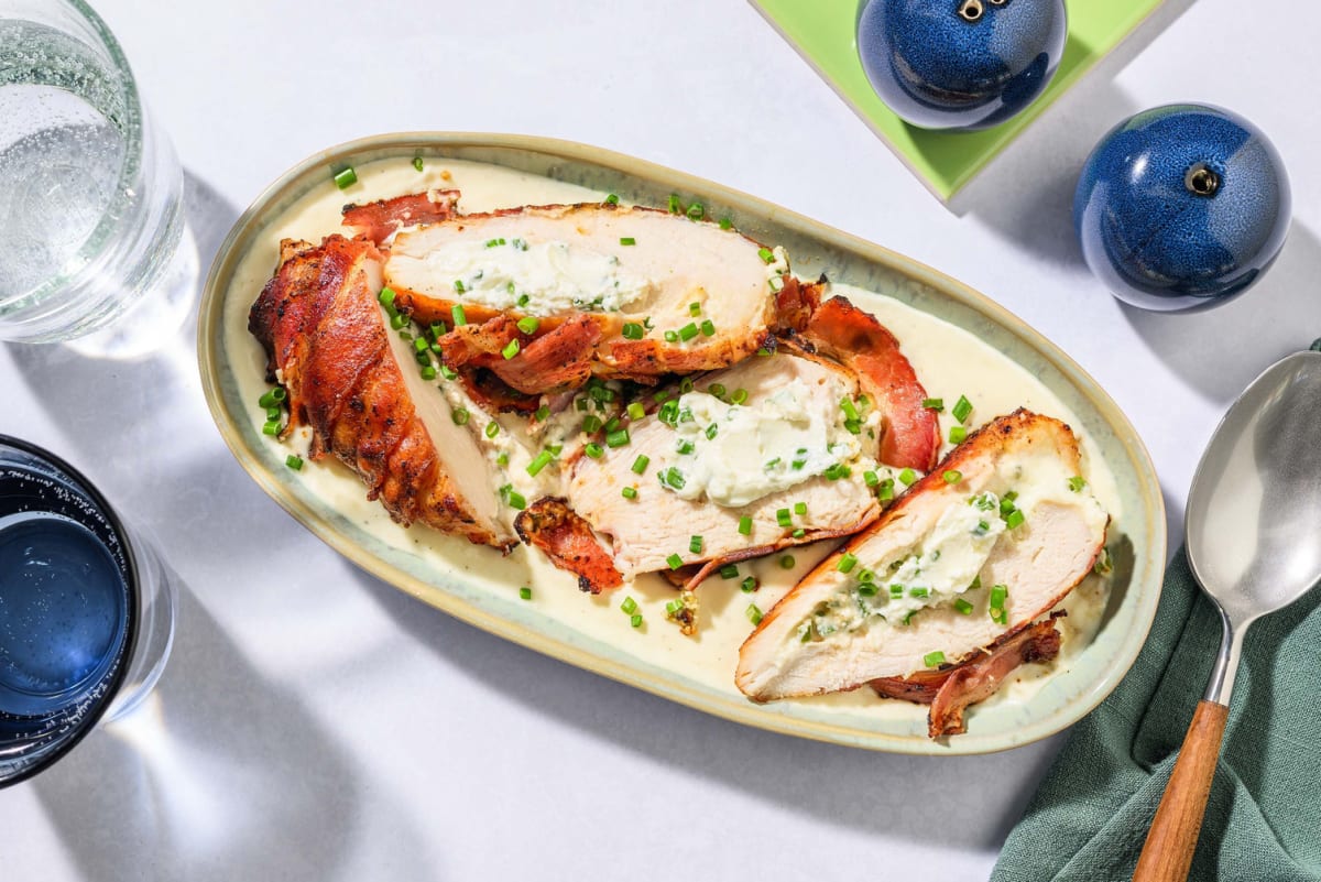 Bacon Wrapped Cheese Stuffed Chicken Breasts