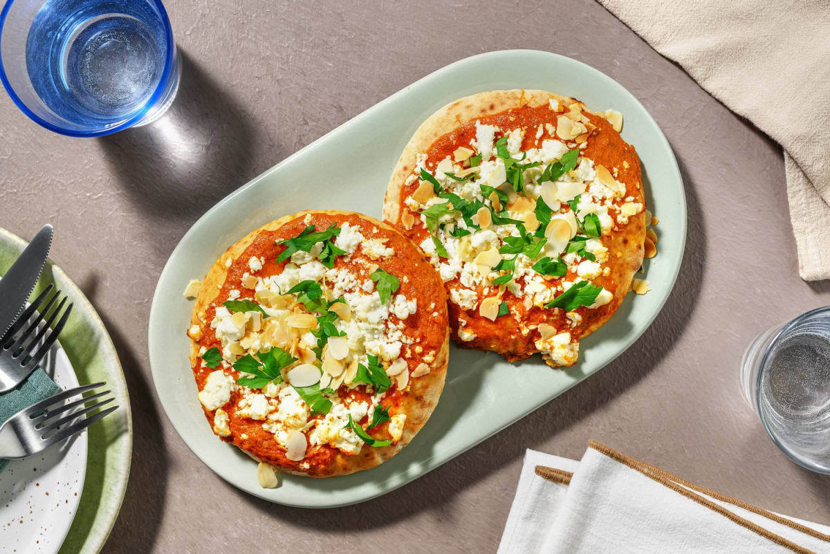 Loaded Pizza Style Harissa Flatbreads