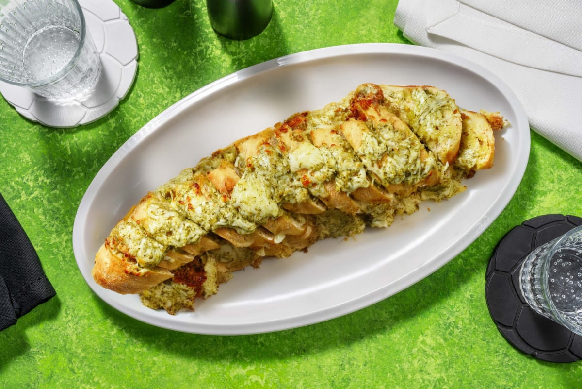 Super Cheesy Pesto Garlic Baguette