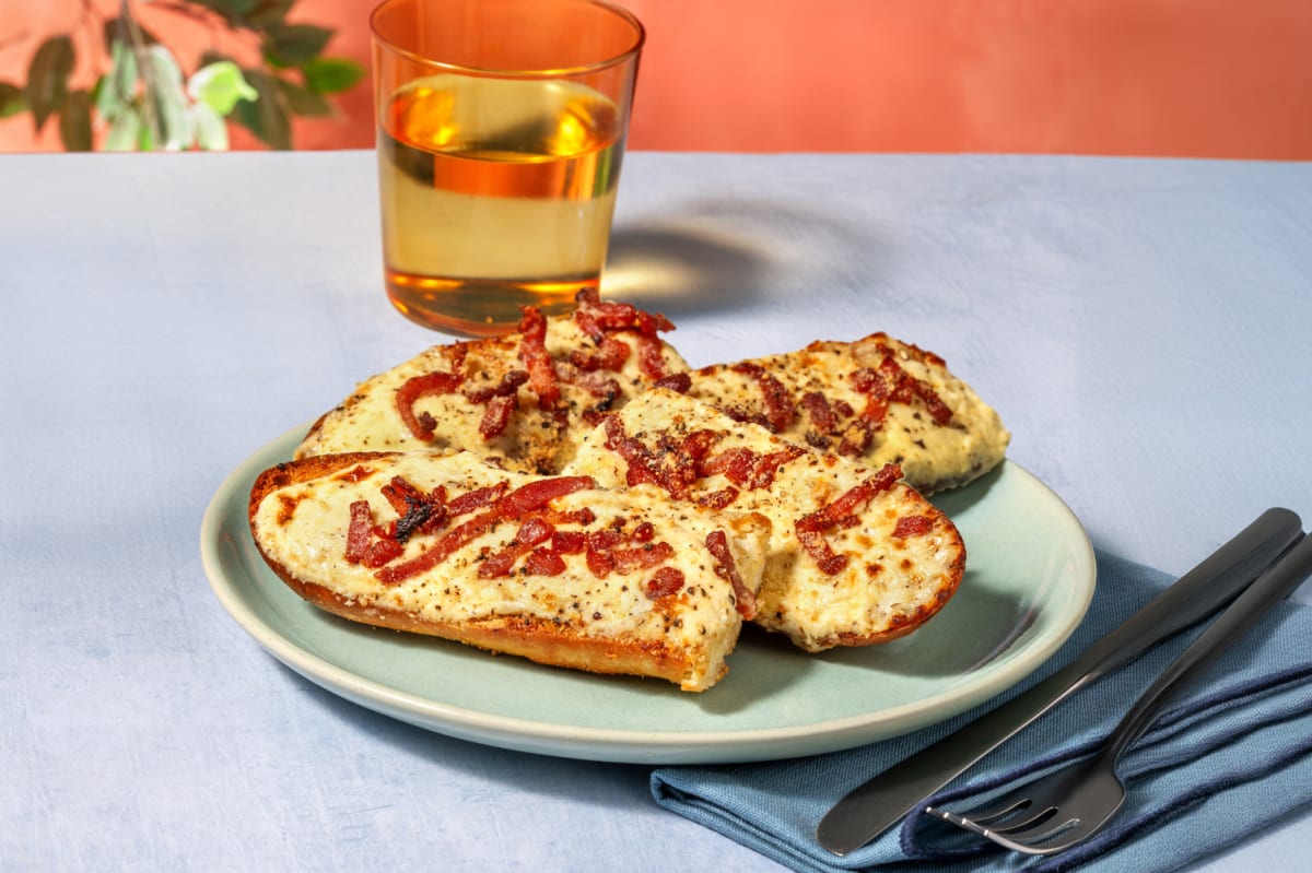 Carbonara Loaded Garlic Sourdough Baguette