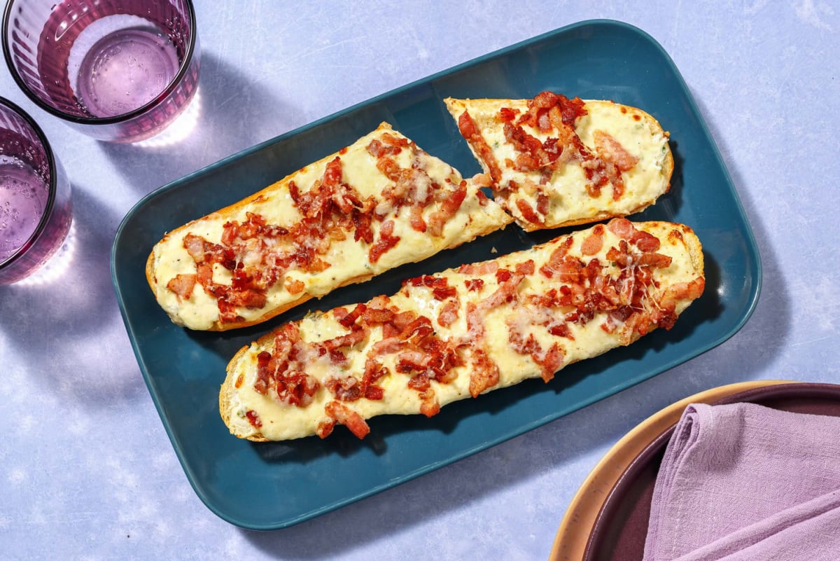 Cheesy Carbonara Inspired Garlic Breads