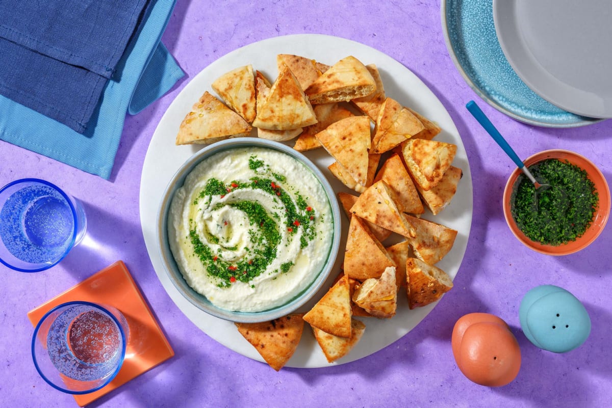 Greek Style Cheese Dip and Flatbreads