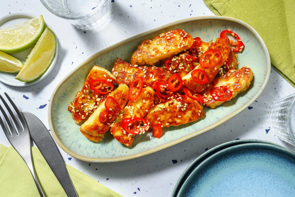 Sweet and Sticky Honey-Sesame  Halloumi