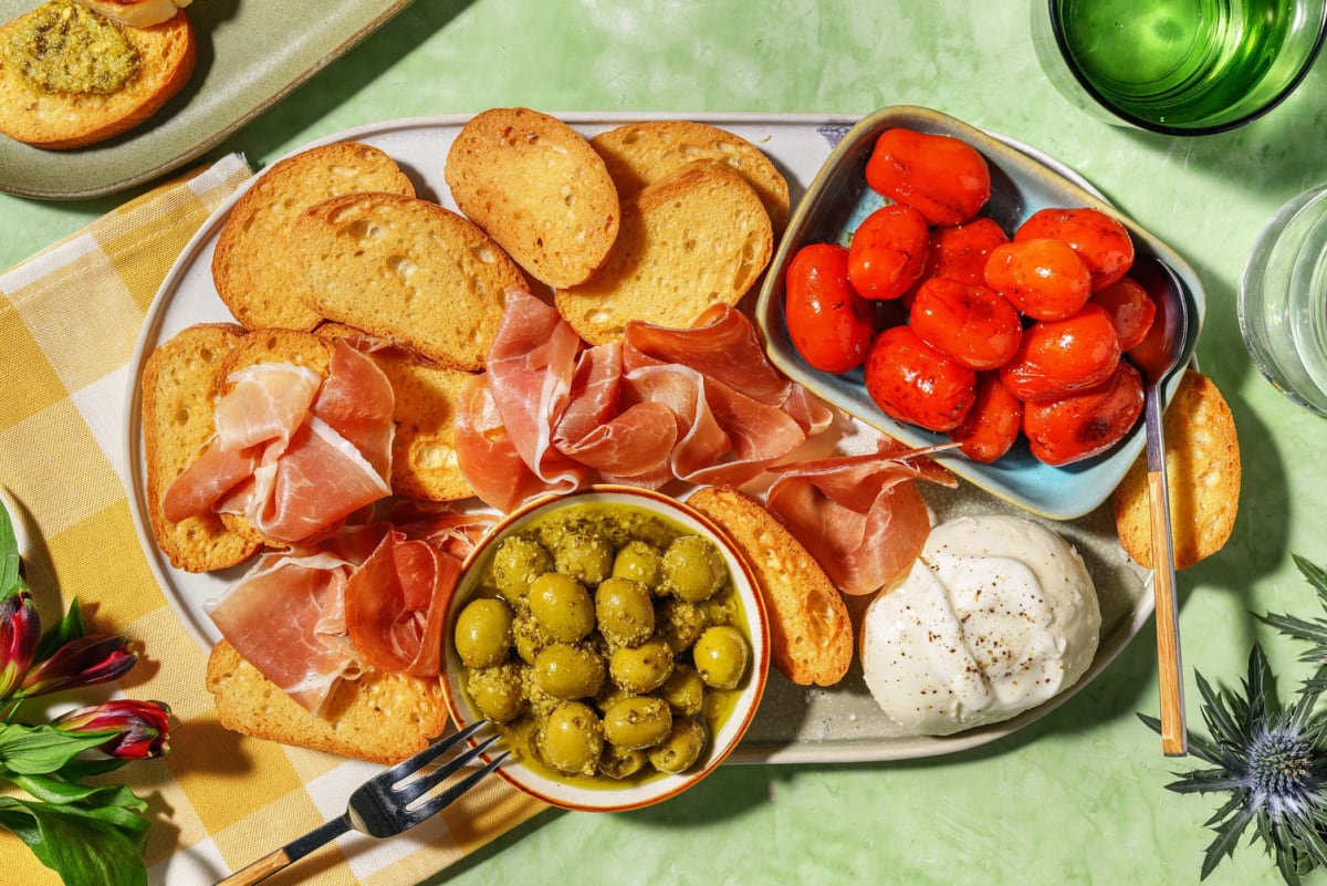 Italian Style Burrata & Serrano Antipasti Board