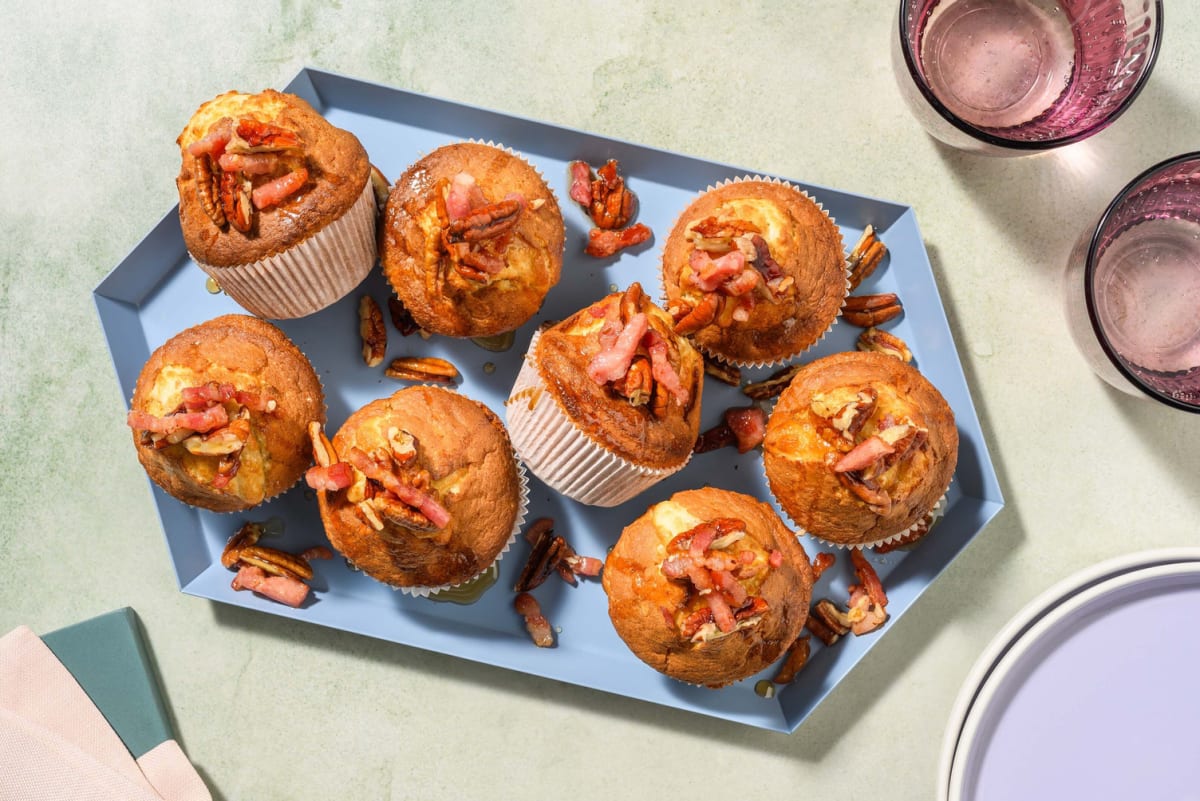 Candied Maple Bacon Breakfast Muffins  | Makes 8 Muffins