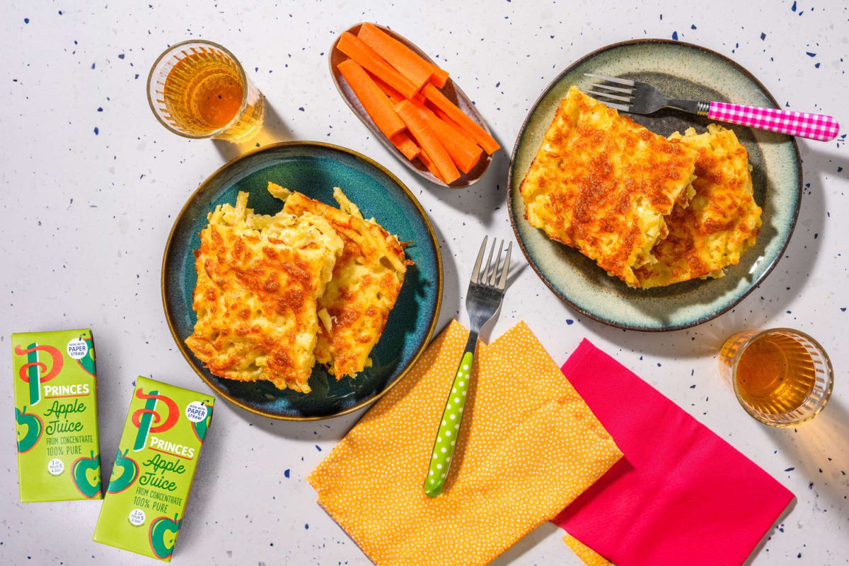 Mac 'n' Cheese and Apple Juice Cartons