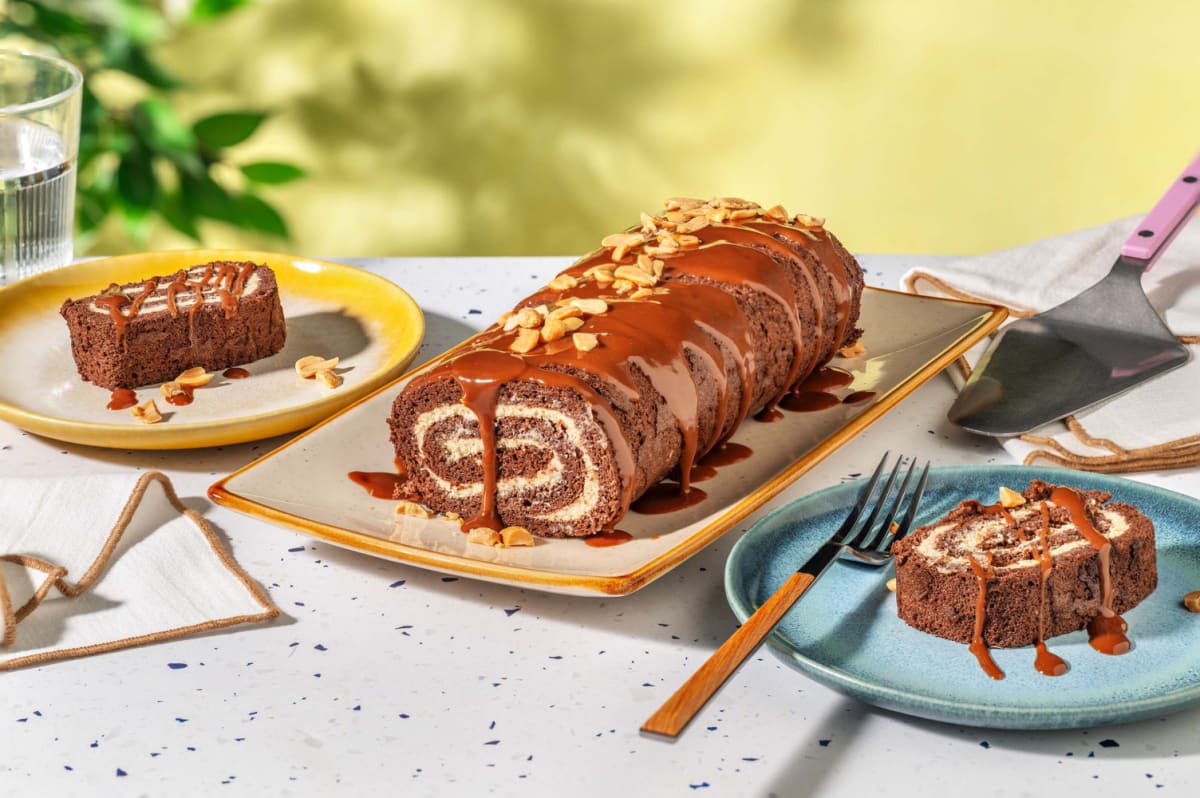 Chocolate, Peanut & Salted Caramel Swiss Roll Recipe HelloFresh